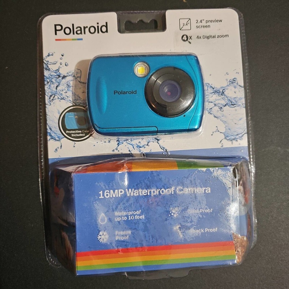 Polaroid - 16MP Waterproof Digital Camera - Blue Teal New In Box